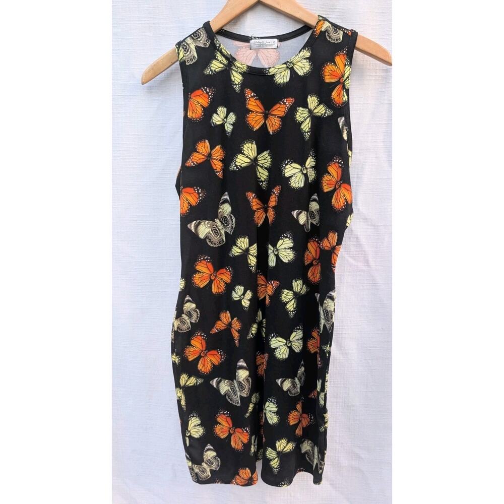 Haley & June Women's Stretch Knit Butterfly Bodycon Mini Dress XL Sleeveless